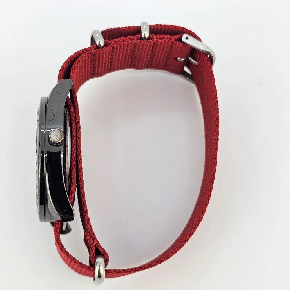 Great Northwest Men's Watch 42MM Black‎ Dial New Red Nylon Band New Battery